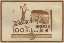 717281 Advertentie voor brood van Mij. De Korenschoof, bakkerij, Kaatstraat te Utrecht.